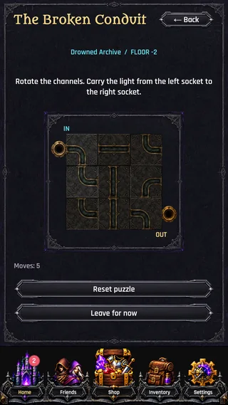 Rotate the channels to solve the Broken Conduit puzzle